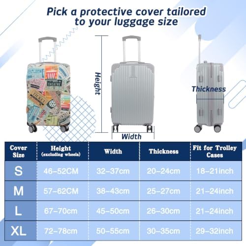 Suitcase Covers with Luggage Tag,Large Suitcase Cover with Boarding Pass,Suitcase Covers Protectors Fit 18-32 Inch Luggage - Image 4