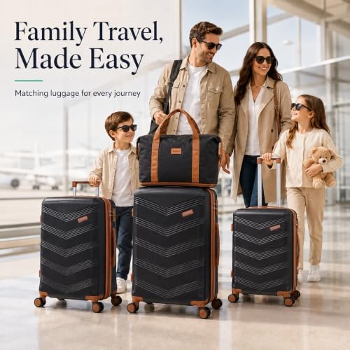 CONCEPTEN Expandable Hardshell Luggage Set 5 Piece, 22x14x9 Airline Approved Carry On, 20/24/28" Suitcase Set with TSA Lock, Spinner Wheels, ABS+PC (Black) - Image 2