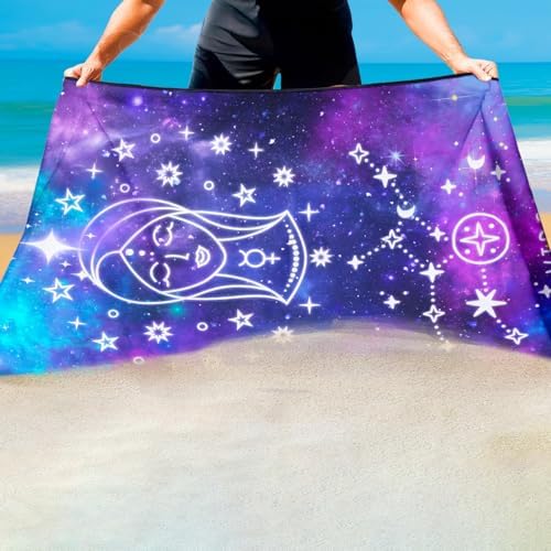 Virgo Zodiac Sign Beach Towel for Astrology Fans, Extra Large 180x90 cm 250GSM Microfibre, Sand Free Quick Dry, Ideal Vacation Gifts with Carry Bag for Pool Cruise Camping - Image 4