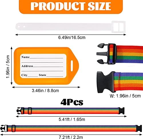 4 Pcs Luggage Straps, Adjustable Personalised Suitcase Straps with 2 Pcs Luggage Tags - Image 2