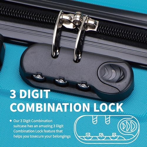 55x35x20 Cabin Suitcase Carry on Suitcase Hard Shell Hand Luggage Cabin Bag Case Approved For Ryanair EasyJet 2 Small Fits 8kg 10kg 35 Litre Capacity + 3 Digit Lock + Telescopic Handle Cabin Luggage - Image 3