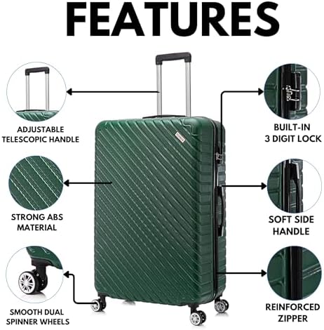 FLYMAX 24" Medium Suitcase 4 Wheel Lightweight Luggage Hard Shell ABS Travel Case Hold Check in Fits 15kg - 20kg Medium Size + 3 Digit Lock + Telescopic Handle 67 Litre Capacity - Image 3