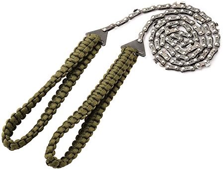 Pocket Chainsaw with Paracord Handle Folding Chain Hand Saw Fast Wood & Tree Cutting Emergency Survival Gear for Camping Backpacking Hiking (36inch 16teeth)