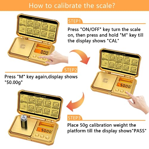 GRAM PRES Digital Pocket Gram Scale 300g x 0.01g Accuracy, Small Mini High Precision Gold Scale Digital Weight Grams And Oz For Jewelry,Diamond,Arrows, Powders And Medicine,With 50g Cal Weights - Image 5