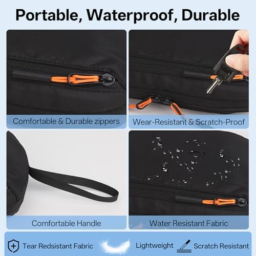 Teskyer Cable Organizer Bag - Portable, Waterproof, Compact Design, Travel Organiser, Travel Accessories, 23 x 13 x 5 cm, Black - Image 3