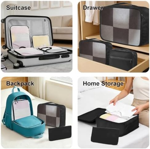 Packing Cubes 9-piece, Multi-size Packing Cubes for Suitcases, Large-capacity Travel Cubes (9, Black White) - Image 5