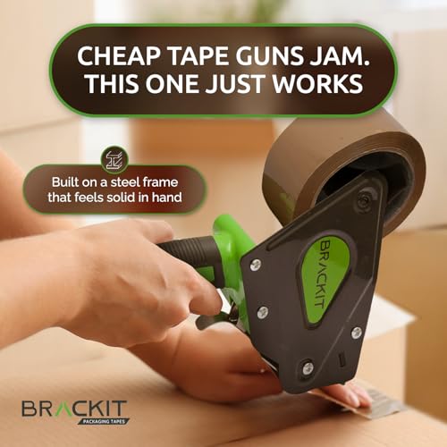 brackit Packing Tape with Dispenser, Brown 48mm x 66m, Pack of 6 Rolls – Strong Heavy Duty Packing Tape for Regular Use or Moving – Easily Seals Your Parcels and Boxes - Packaging Tape Dispenser - Image 3