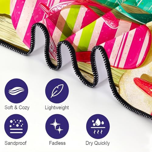 Flip Flop & Starfish Beach Towel, Extra Large 180x90 cm 250GSM Microfibre, Sand Free Quick Dry, Ideal Vacation Gifts with Carry Bag for Pool Cruise Camping - Image 6