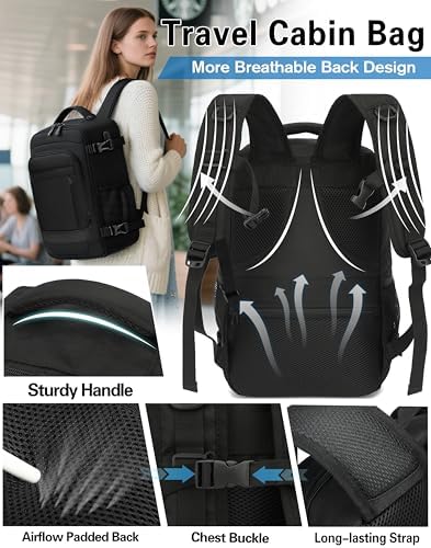 KLOSTAIN Cabin Bags 40x20x25 for Ryanair Underseat Travel Backpack Hand Luggage Carry-ons Bag Cabin Size 20L for Airplanes Flight Ruscksack Black - Image 5