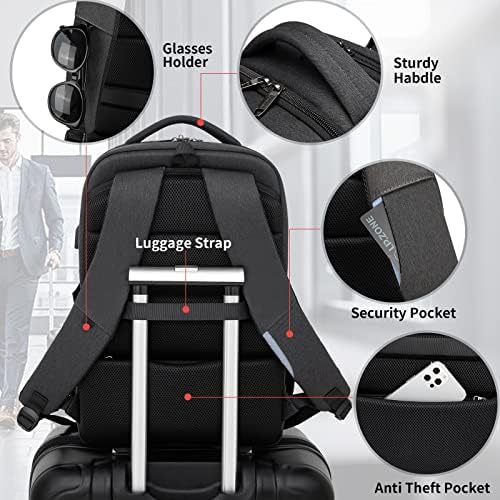 DUSLANG Travel Laptop Backpack, Work Bag Laptop Bag with USB Charging Port, Anti Theft Business Backpack, College School Rucksack for Men and Women, Fits 17 Inch, Black - Image 7