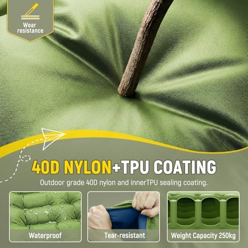 Myxslop Camping Sleeping Pad with Built-in Foot Pump & Pillow, 15.5cm Thick Ultralight Inflatable Sleeping Mat, Compact Camping Mat for Hiking, Backpacking, Festivals & Tent Camping - Image 5