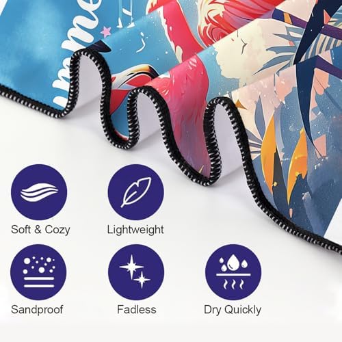 YISUMEI Summer Flamingos Beach Towels for Adults Extra Large 180 x 90 cm, Microfibre Lightweight Quick Dry Towel for Swimming Pool Cruise Travel Sports Camping - Image 3