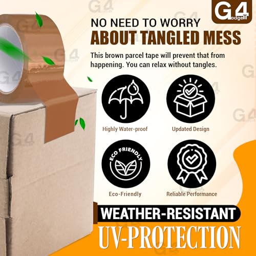 G4GADGET 6 x Strong Parcel Tape 48MM x 66m Brown Packing Tape for Moving Boxes, Packing boxes & Large Postal Bags – Strong Sticky Tape for Boxes - Image 7