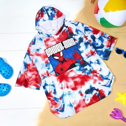 Marvel Spiderman Bath Towel with Hood for Kids Teenagers Absorbent Changing Robe Poncho Towel for Swimming Bath Shower Beach Towel Holiday Essentials (Multi Spiderman, 10-13 Years) - Image 5