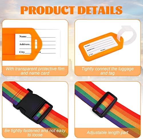 4 Pcs Luggage Straps, Adjustable Personalised Suitcase Straps with 2 Pcs Luggage Tags - Image 3