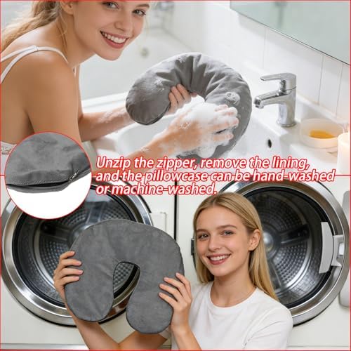 Inflatable Travel Pillow,Blow up Airplane Travel Neck Pillow Compact Small U Shape Headrest Support Cushion for Airplane Train Car Office Travel Essential Flight Pillows for a Long Hauls Sleeping Rest - Image 6