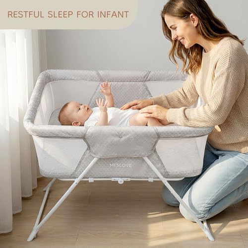 Foldable Baby Crib With Mosquito Net for home or travel | Baby Bed, Travel Cot, Gift for Newborn(0-9kg),Travel bed, compact fold crib,Cradle,Rocking function,Lightweight - Image 3