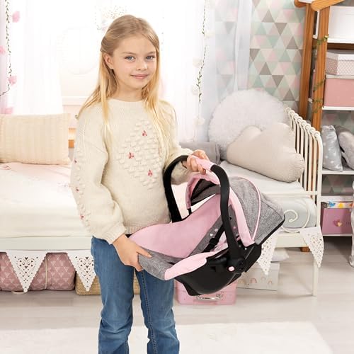 Bayer Deluxe Dolls Car Seat - Baby Doll Travel Car Seat with Sun Canopy - Ergonomic Handle, Safety Seat Belt, Doll Accessories for 46cm Dolls - Role Play Birthday Gifts for Girls, Boys | Fits 18 Inch Dolls and Reborn Babies, Integrated Sunshade, Safety Belt and Ergonomic Handle for Easy Transport - Image 2