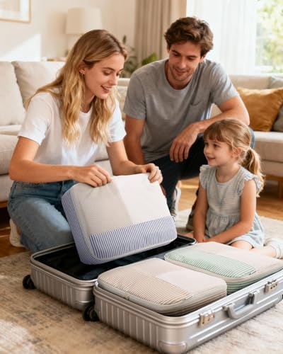 Narwey 7 Set Packing Cubes for Suitcases and Backpack, Travel Packing Cubes Suitcase Organiser Bags for Carry on Hand Luggage Hospital Bag Organiser Pouches for Travel Essentials (Stripe Multicolored) - Image 7