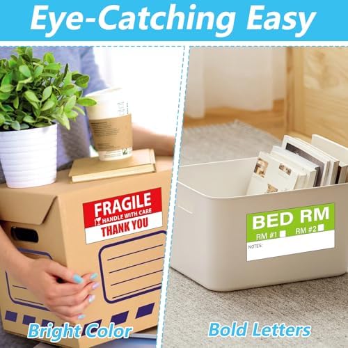 150PCS Home Moving Labels, 90x42mm 5 Color Coding Labels Packing Box Stickers with 25 Fragile and Blank Customizable Writable for House Wardrobe Furniture Apartment Moving House Essentials - Image 5