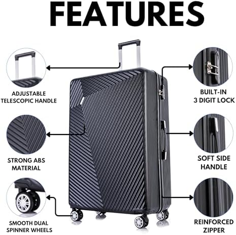 FLYMAX Medium Suitcase 4 Wheel Lightweight Luggage Hard Shell ABS Travel Case Hold Check in Fits 15kg - 20kg Medium Size + 3 Digit Lock + Telescopic Handle 67 Litre Capacity - Image 3