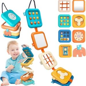 weirtoya Busy Board for 1 Year Old,Montessori Toys for 1 2 3 Year Old Boy Girl Birthday Gifts,8 in1 Toddler Toys Travel Activities Busy Cube,My First Montessori Busy Board (Blue)
