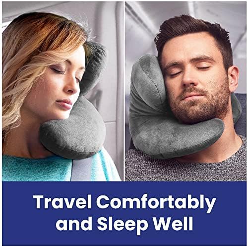 J-pillow Travel Pillow (no scarf) - Complete Support for Head, Neck and Chin, Multi-Patented. British Invention of the Year. Best Neck Pillow for Airplanes. (Silver Grey) - Image 3