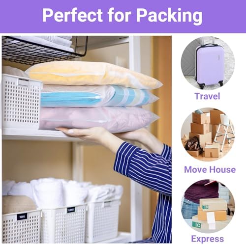 Zip Lock Bags for Clothes, 25Pcs 40 * 50cm Large Forsted Plastic Bags, Travel Organiser Bag, Packing Bags for Suitcases, Storage Bags for House Organize, Moving House (With Vent Holes) - Image 5