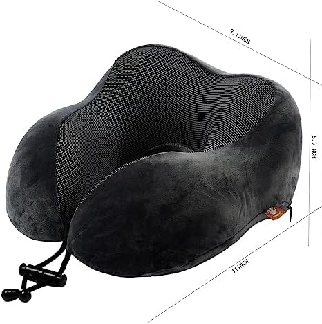 Memory Foam Travel Pillow, Neck Pillow with 360-Degree Head Support, Comfortable and Lightweight, Ideal for Sleeping on Airplane, Car, Train, Bus and Home Use, Comes with Storage Bag (Grey) - Image 4
