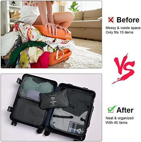 OSDUE Packing Cubes for Suitcases, 6 PCS Travel Luggage Packing Organizers Waterproof Travel Essentials Bag Accessories, Clothes Cosmetics Toiletries Storage Bags, Black - Image 7
