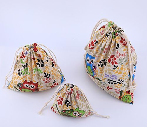 4 pcs Drawstring Storage Bag Set for Baby Stuff, Travel Home Accessories - Colorfull Owl - Image 5
