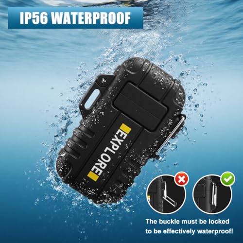 Electric Lighter Rechargeable USB C, Electronic Plasma Arc Lighter Waterproof and Windproof Weatherproof for Camping Hiking Survival, Portable Black Lighters Gifts for Men - Image 3