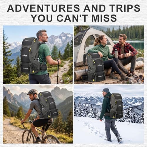jianyana Hiking Backpack Waterproof 50L Foldable Rucksack Durable Lightweight Camping Bag with Rain Cover for Camping Trekking Hiking Walking Cycling Climbing Outdoor Sports for Women Men - Image 7
