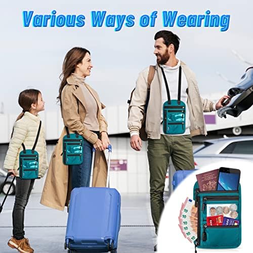 Travel Neck Wallet Passport Holder RFID Blocking Waterproof Passport Wallet Pouch Travel Document Holder Organiser Bag with Adjustable Neck Strap for Men Women, Lake Blue - Image 6