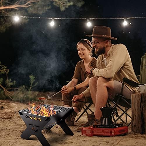 Odoland Camping Fire Pit, Portable Fire Pit for Camping, 2 in 1 Wood Burning Fire pit Grill with Detachable Cooking Grate for Outdoor BBQ, with Carry Bag - Image 6