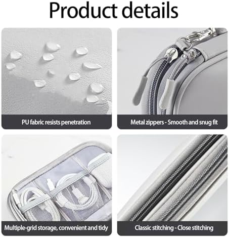 Practical PU Travel Electronics Organizers Double Layer Storage Pouches for Chargers Cables PU Technology Gadget Storage Case - Image 5