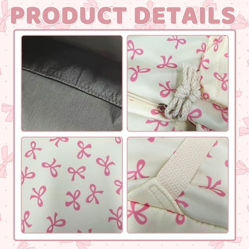 Pink Bow School Backpack for Girls, Kawaii Preppy Aesthetic Rucksack with Adjustable Straps & Cute Keychain, 15L Durable Bookbag for Teens, Primary & Secondary School Students - Image 4