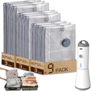 Vacbird Vacuum Storage Bags, Wireless Electric Air Pump Space Saver Bags for Travel and Home, 9 Pack
