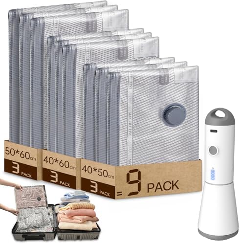 Vacbird Vacuum Storage Bags, Wireless Electric Air Pump Space Saver Bags for Travel and Home, 9 Pack