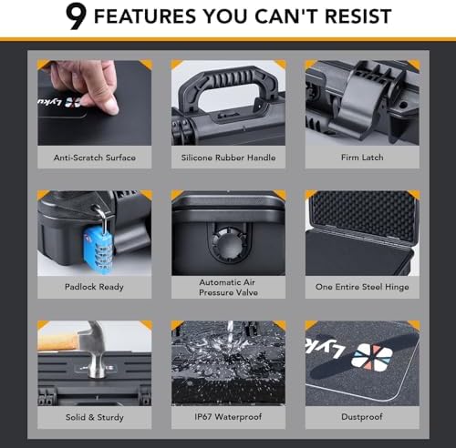 Lykus HC-4010 Waterproof Hard Case with Customisable Foam, Interior Size 40.7x33.6x11.7 cm, Suitable for Laptop, Electronics, and More Items - Image 6