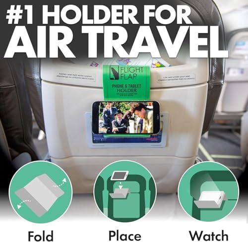 Flight Flap Airplane Phone Holder - Foldable Plane Phone Stand for Travel - Flexible Mobile Stand for Desk & Bed - Flight Mobile Holder Desk - Accessories Travel Essentials For Flying (Green) - Image 2