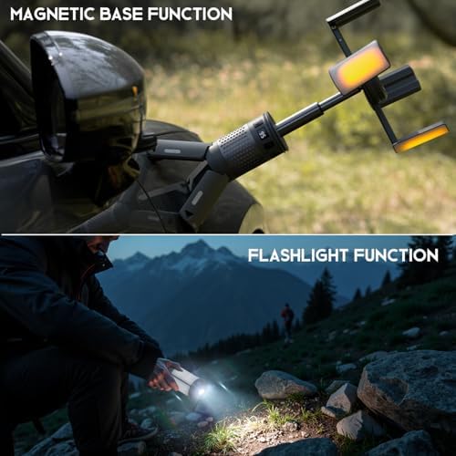 Telescopic Folding Camping Lantern with 12000mAh Battery, IPX5 Waterproof LED Light, Magnetic Base, Rechargeable Flashlight for Outdoor Adventure, Hiking, Emergency and Camping - Image 3
