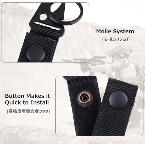 Azarxis Tactical Hanging Belt Webbing Carabiner Buckle Molle Strap Nylon Snap Hook Clip, Keychain Keyholder Ring Tactical Backpack Molle Clip for Climbing Hiking Outdoor - Image 5