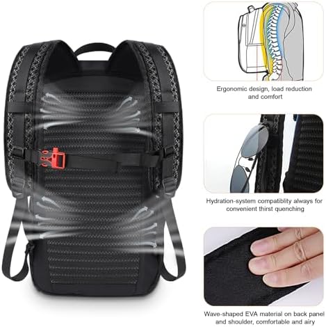 Travel Backpack for Men Women, 20L Lightweight Hiking Backpack Waterproof Daypack, Durable Outdoor Rucksack for Trekking, Camping, Flying & Commuting - Breathable Ventilation System - Image 4