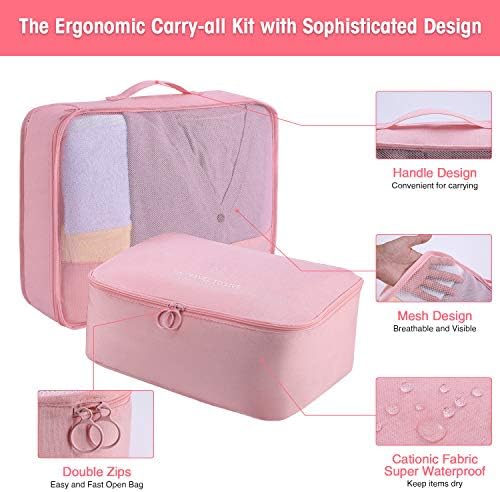 Packing Cubes for Suitcases 7 Set, Luggage Packing Organizers with Shoe Bag and Toiletry Bag (Pink) - Image 2