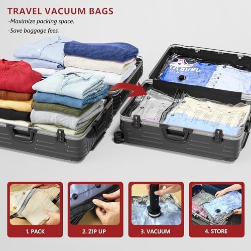 Vacuum Seal Bags for Travel with Rechargeable Pump, 18 Pack Carry on Compression Packing Bags for Luggage, Backpack and Suitcase, Space Saver Storage Organizer for Clothing Clothes - Image 2