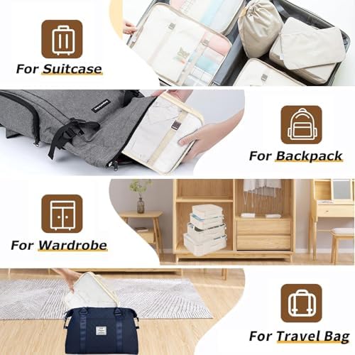 LANSKLBD 8 Set Packing Cubes for Suitcases, Travel Luggage Organizers, Essentials for Accessories, Shoe Bag, Toiletry Bag, Laundry Bag - Image 5