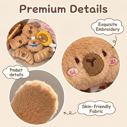 Comforso 8 PCS Mini Capybara Plush Toy Set,Soft & Cuddly Emotional Support Plush Toys,Capybara Keychains & Backpack Charms,Ideal as Birthday Gifts,Party Favors & Classroom Rewards for Kids - Image 4