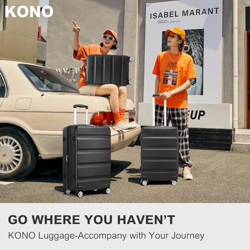 Kono 20 Inch Cabin Suitcase | Lightweight Hard Shell Luggage | TSA Lock | Dual Spinner Wheels | Small Hand Luggage for Travel & Business (Black,55x35x22cm) - Image 7