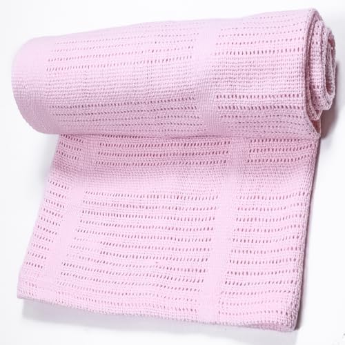 Cellular Baby Blankets for Moses Basket/Travel/Pram/Car 100% Soft Cotton (Pink) - Image 7